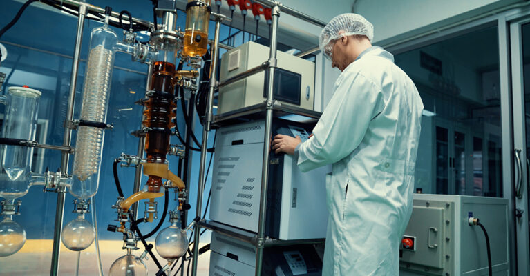 Man in Lab Making Low THC Vapes