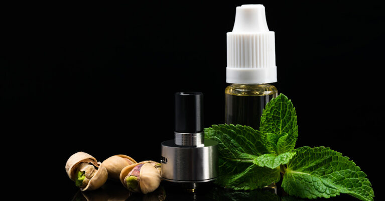Vaping equipment with mint and pistachios