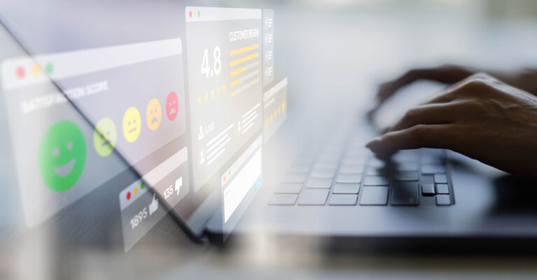 User interacting with feedback interface