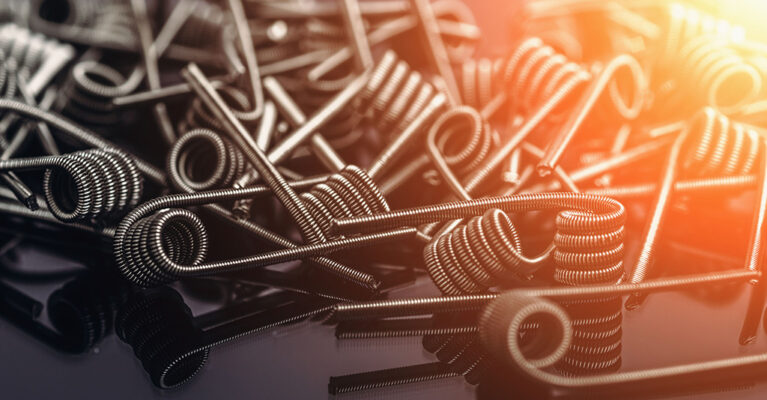 Metal springs scattered on surface