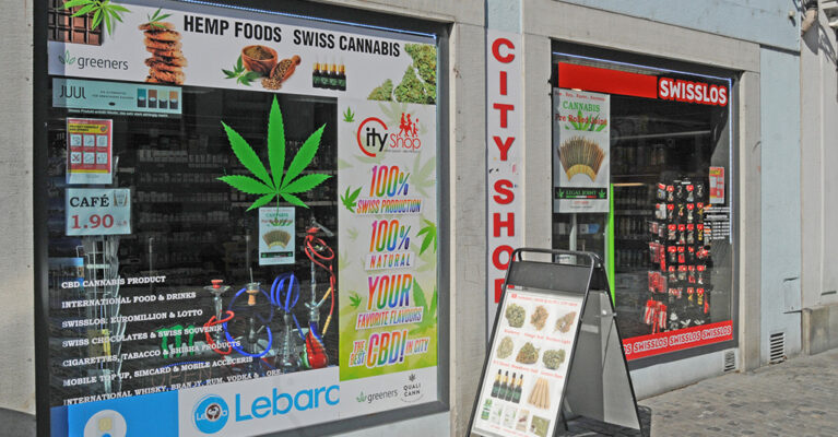 Cannabis shop advertisements and products